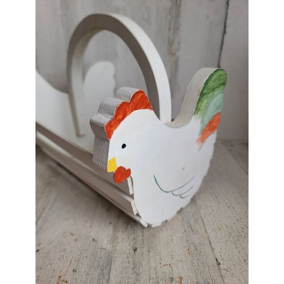 Wooden chicken basket farmhouse unique home decor spring - Picture 6 of 9